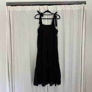 Madewell Black Tie-Strap Midi Dress